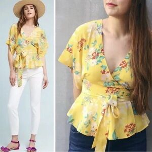 Yumi Kim Sunny Floral Wrap Silk Blouse